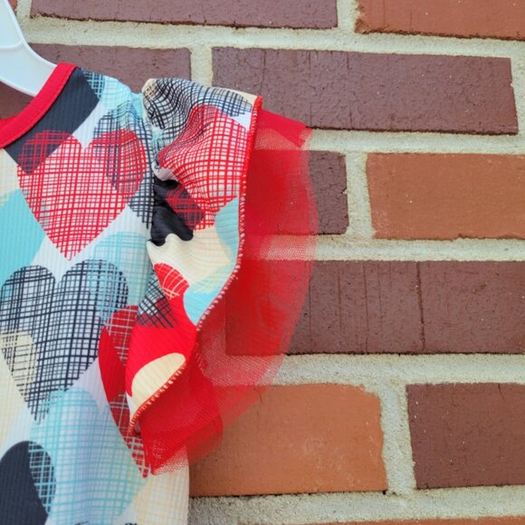 Girls - Orchid Lane Red Tulle Heart Dress - Size 6 - Picture 3 of 6